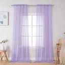 Simplebrand Lavender Sheer Curtains 96 Inches Long, Light Filtering Light Purple Rod Pocket Solid Color Window Sheer Curtain Panels, Elegant Curtains & Drapes for Living Room, Bedroom 2 Panels, 42" W