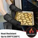  Oven Mitts and Pot Holders,500 Heat Resistant Oven Mitts Sets,Silicone Oven Gloves, Non-Slip Silicone Textured Grip,Black ( On Size )