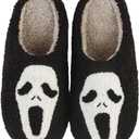 Halloween Slippers For Womens Mens Home Elastic Comfy Retro Memory Foam Fuzzy Soft Bedroom Plush Warm Anti-Skid Sole Winter Wool Lined Indoor Outdoor House Shoes