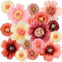 Crowye 12 Pcs Large Colorful Tissue Paper Flowers Decorations 20" Giant Fiesta Crepe Paper Flowers for Wall Decor Backdrop Mexican Wedding Birthday Baby Shower Carnival Party Craft (Vintage Color)