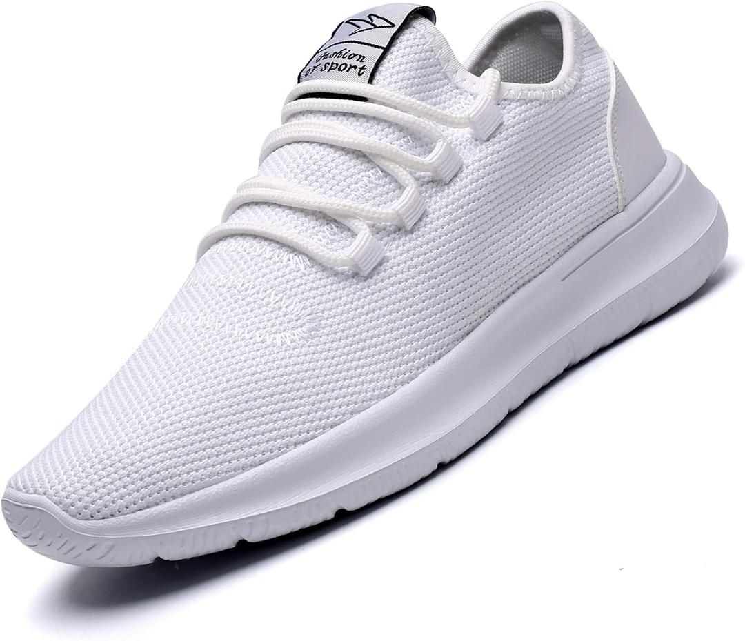 KEEZMZ Men's Running Shoes Fashion Breathable Sneakers Mesh Soft Sole Casual Athletic Lightweight (41, White)