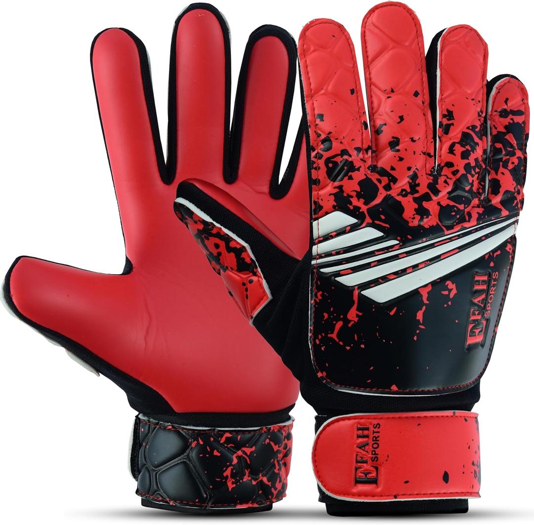 EFAH SPORTS Soccer Goalkeeper Gloves for Kids Boys Children Youth Football Goalie Gloves with Super Grip Protection Palms (Size 4 Suitable for 6 to 9 Years Old, Red)