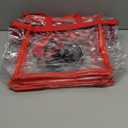 Clear ZIPPER tote with color trim and bottom, Red trim, Pack of 4