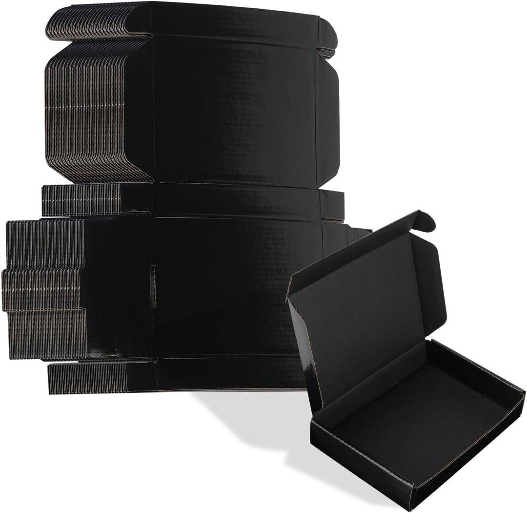 ZBEIVAN 6x4x1 Black Shipping Boxes Set of 50, Corrugated Cardboard Mailer Boxes for Packaging Small Business Mailing Gifts