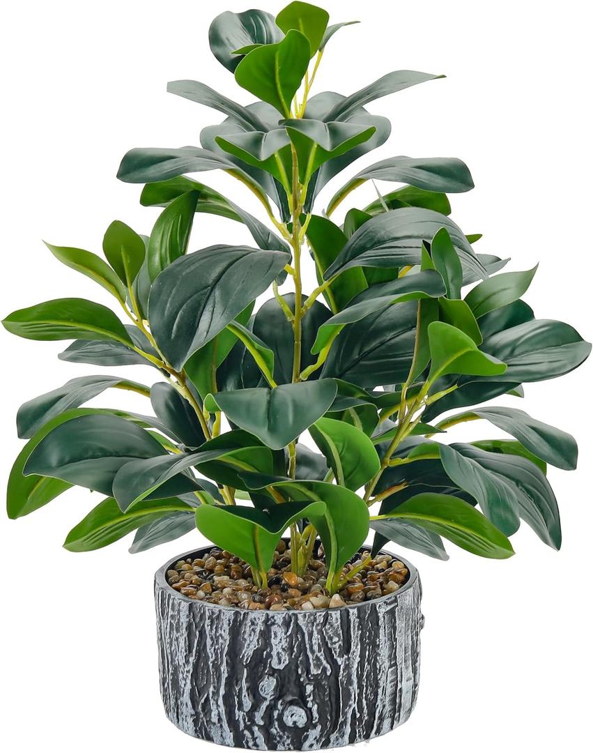 Der Rose Fake Plants Artificial Plants Indoor with Black and White Striped Pots for Room Home Bathroom Bedroom Kitchen Decor (1pack-green Style a)