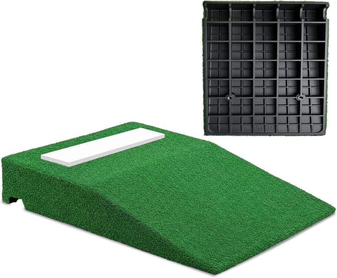 2026 Upgraded Baseball Pitching Mound with Hard Rubber Base, Portable Pitchers Mound with Antifade Synthetic Turf, Rubber Pitching Plate