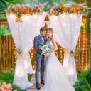 10ft White Backdrop Curtains with Lights String for Wedding Polyester Photo Backdrop Drapes Wrinkle Free White Curtains Backdrop for Birthday Parties Reception Baby Shower Ceremony-5 x 10ft x 2P