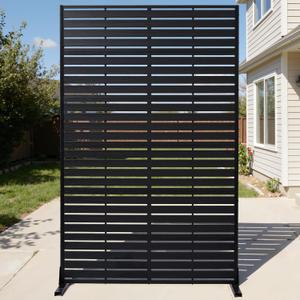 Privacy Screen Outdoor 72" Hx47 W Freestanding Privacy Panel with Stand, HDPE Decorative Privacy Fence with Louver Pattern, Patio Divider Screen, Privacy Screens for Outside,Balcony