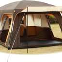 KTT Extra Large Tent 10-12-14 Person(Style-B),Family Cabin Tents,2 Rooms,3 Doors and 3 Windows with Mesh,Straight Wall,Waterproof,Double Layer,Big Tent for Outdoor,Picnic,Camping,Family Gathering