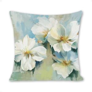 Watercolor Flower Cotton Linen Pillow Cover 18x18 Inches, Soft Comfortable Healthy Decorative Pillow Case for Couch Bed Home Decor