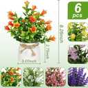 Yoratee 6pcs Artificial Pot Flowers Small Fake Plants Mini Potted Plants for Home Office Tabletop Decoration