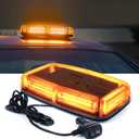 Xprite COB LED Amber Rooftop Strobe Beacon Lights w/Magnetic Base 19 Flashing Pattern, Safety Warning Caution Light for Emergency Construction Vehicles Snowplow Trucks Postal Mail Cars