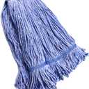 String Mop Heads Replacement Heavy Duty Commercial Grade Blue Cotton Looped End Wet Industrial Cleaning Mop Head Refills (1, Medium) (1 Piece Pack)