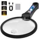 NUEYiO 5.2 Inch Large Rechargeable Magnifier with Light, 30X 40X 60X Handheld Magnifying Glass with 49 Anti-Flicker LED Light, Third Gear Dimming Strongest Lighted Magnifier for Seniors Reading Coins