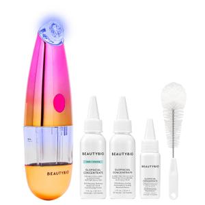 BeautyBio GLOfacial Hydro-Infusion Deep Pore Cleansing + Blue LED Clarifying Set: Tool + Concentrate