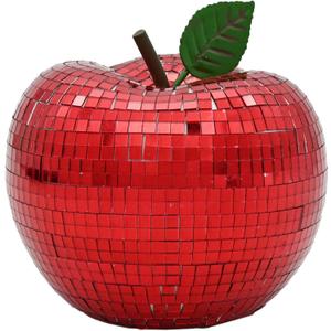 Apple-Shaped Disco Ball Red Mirror-Decor  Vibrant Red Centerpiece for Parties Homes& Special Events (red)