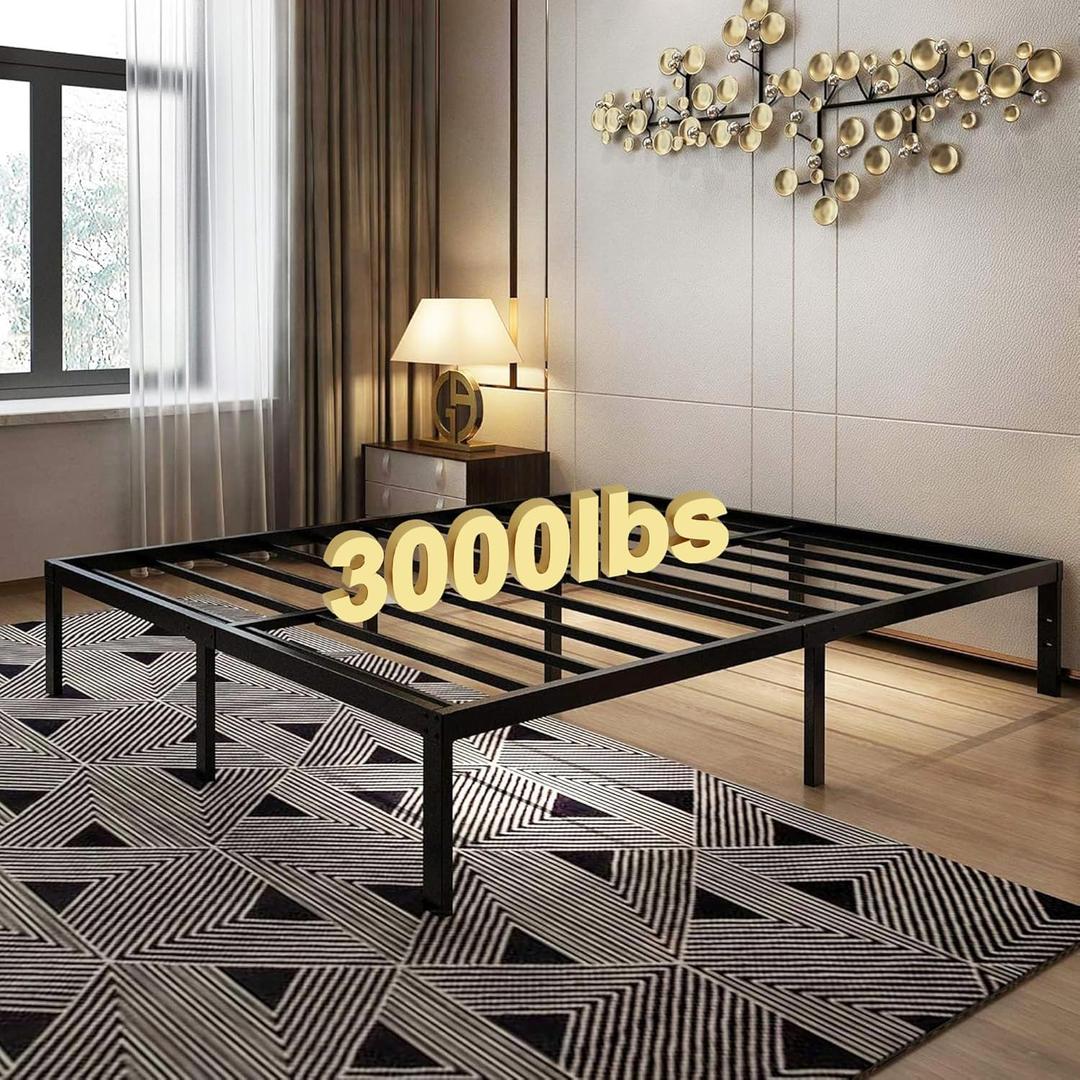 45MinST 14 Inch Platform Bed Frame/Easy Assembly Mattress Foundation / 3000lbs Heavy Duty Steel Slat/Noise Free/No Box Spring Needed, Queen 