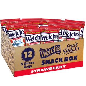 Welch's Fruit Snacks, Strawberry, Perfect for School Lunches, Sharing Size Bags, 5 oz (Pack of 12) BBD: 06/15/26