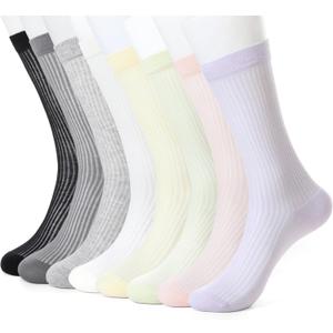Women's Mid-Crew Thin Cotton Ankle Socks - Ultra Soft Breathable Casual Sheer Calf Socks for Women,8 Pairs Multiple Colors Pack8-Color Combination, One Size