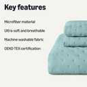 Amazon Basics Brushed Microfiber Quilt Set, Extra Soft with Natural Texture, 3-Piece, Queen/Full, Blue