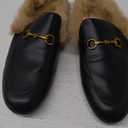 Mules for Women, Round Toe Backless Slip On Mule Flats Loafers Backless Faux Fur Slides Mules Shoes (10.5, New Black Fur)