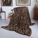 Velboa Super Soft Leopard Blanket Double Layer Bedding Thick Sofa Cover Furry Fuzzy Fax Fur Throw Blanket (Brown,51 x 63 Inch)