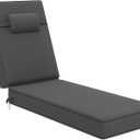 80 x 26 x 4 Inch Olefin Chaise Lounge Cushions, Lounge Chair Cushions with Headrest for Outdoor Furniture - Weather and Fade Resistant Patio Replacement Furniture Lounge Chair Cushion, Set of 1