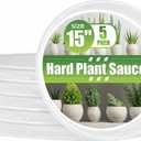 RooTrimmer 5 Pack 15 Inch Clear Plant Saucers for Pots,Thick Heavy Duty Plastic Plant Trays,Transparent Drip Trays for Indoor & Outdoor Plants
