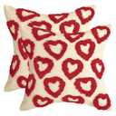 AVOIN colorlife Valentine's Day Love Heart Beige Red Throw Pillow Covers, 18 x 18 Inch Anniversary Wedding Home Decor Present Couple Valentine Gift Cushion Case for Sofa Couch Set of 2