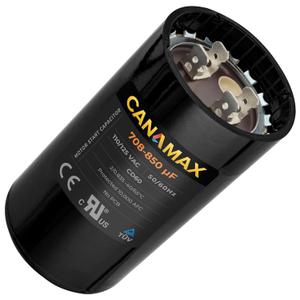 708-850 uF 708/850 MFD uf 50/60 Hz 110-125 VAC Volts Round Start Capacitor - Compatible with AC Motor Run or Fan Start and Cool or Heat Pump Air Conditioner - Replaces 11028 11928 PMJ708 PMJ708A