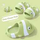 Jerzmy Clown Fish Cute Slides for Kids Toddler, Cushioned Boys Girls Sandals, Funny Animal Comfy House Slippers Non Slip Beach Shower Shoes for Indoor Outdoor Pool Garden (Green)