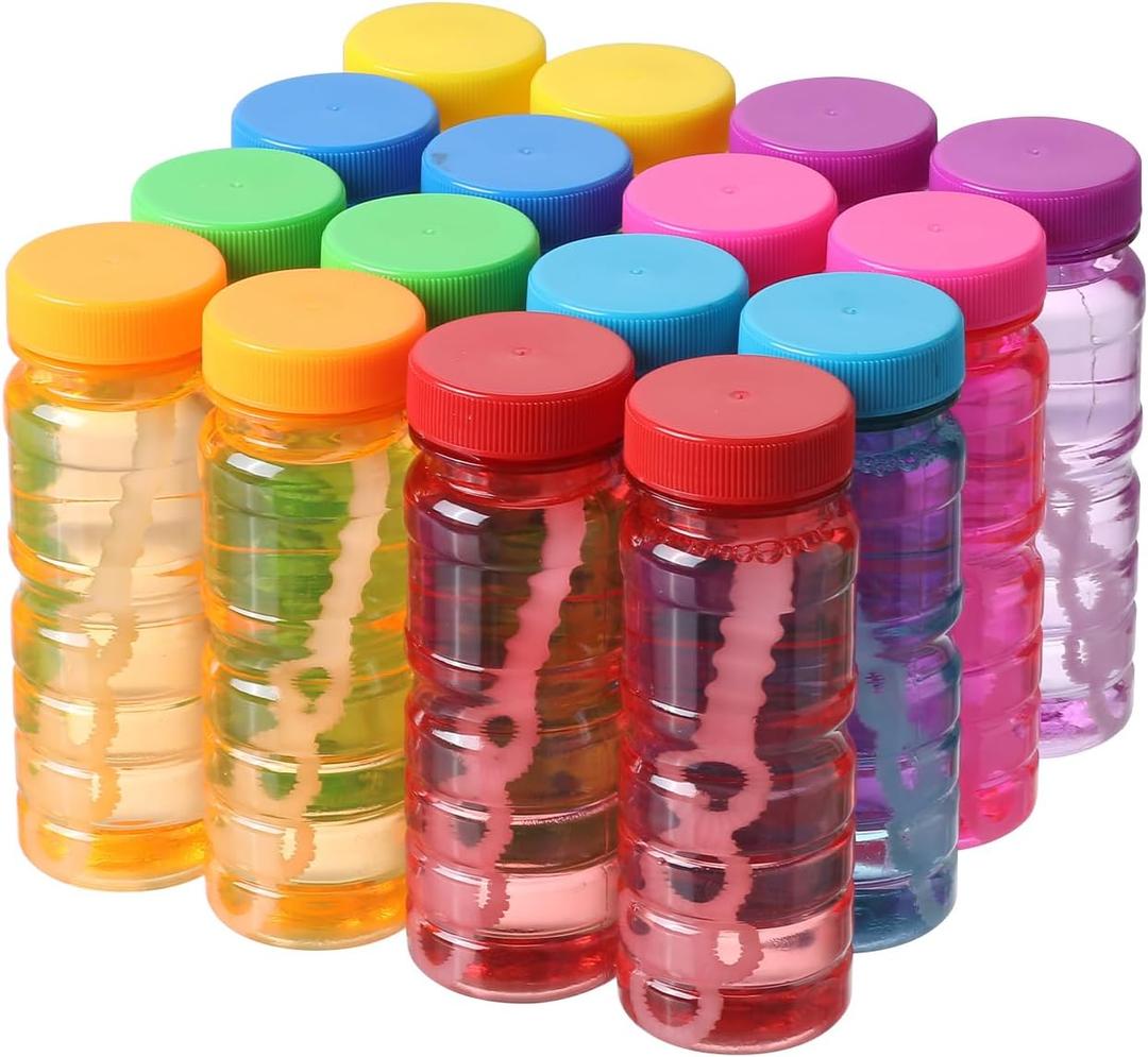 novelinks 16 Pack Big Bubble Bottle Bulk for Kids - 4oz Blow Bubbles Solution Novelty Summer Toy - Activity Party Favor Assorted Colors Set (16 Pack 4OZ Bottle)