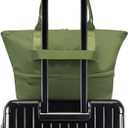 VAKAER Women's Expandable Tote Bag Lightweight Nylon Carry-On Bag with Luggage Sleeve for Travel, Gym, Work, Overnight (Army Green)