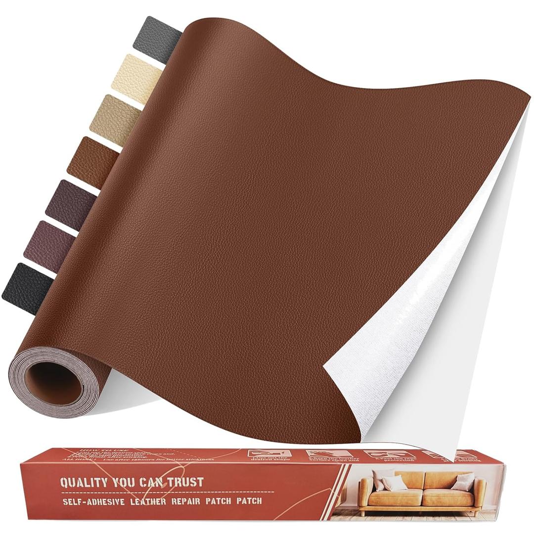 Self Adhesive Leather Repair Patch Kit, 31.4 in x 16 in Large Vinyl Leather Repair Tape for Furniture, Car Seat, Couch, Sofa, Chair Brown