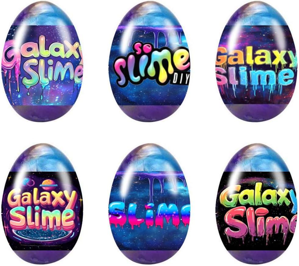6 Pcs Easter Galaxy Slime Eggs Stress Relief Toys for Kids Boys Girls Easter Basket Stuffers Eggs Fillers Party Favors Gifts