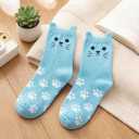 5 Pairs Cute Cat Face Socks for Women