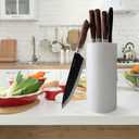 Knives Set with Block,6pc Chef Knife Set High Carbon Stainless Steel Sharp Knives with Universal Knife Block Suitable for Kitchen, Anti-Rust Kitchen Knife Block Set,Space-saving, Safer and Tidier (White)