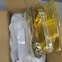 Goodluck 175 Pieces Gold Dinnerware Set for 25 Guests, Plastic Plates Disposable for Party, Include: 25 Dinner Plates, 25 Dessert Plates, 25 Paper Napkins, 25 Cups, 25 Gold Silverware Set
