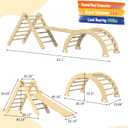 Pikler Triangle Set, 7 in 1 Foldable Climbing Toys Set for Kids, Baby Jungle Gym with Ramp & Arch,Wooden Montessori Climbing Set Indoor for Toddler (Natural)