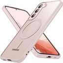 OWKEY Case for Samsung Galaxy S22 Plus,Magnetic Galaxy S22 Plus 5G Phone Case [Compatible with MagSafe] Slim Translucent Shockproof with Anti-Fingerprint Bumper Cover for Samsung S22 Plus (Pink)
