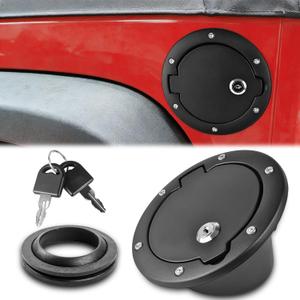 Mupera Locking Aluminum Fuel Filler Door for 2018-2024 Jeep Wrangler JL & JLU 2/4 Door, Powder Coated Gas Cap Cover, Direct Fit No Modification Required