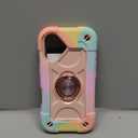 MARKILL Compatible with iPhone 16 Case 6.1 Inch with Ring Stand, Military Grade Drop Protection Full Body Rugged Heavy Duty Case 3 in 1 Protective Durable Cover for iPhone 16 (Rainbow Pink)