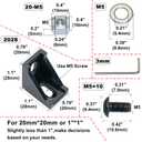 CheeMuii 2020 Corner Bracket Kit - 20 Corner Brackets, 40 Hex Screws, 40 Slide Nuts, 40 Washers and 2 Hex Wrenchs for 20 Sets of 6 mm Aluminum Extrusion Profile Rail Accessories
