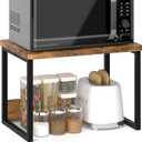 MARTY Kitchen Countertop Organizer Cabinet Shelf, 17x12.4 Large Spice Racks Counter Shelf Microwave Oven Rack Desktop Storage Organization for Kitchen, Office, Metal & Wood, Rustic Brown