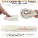 riemot Womens Sheepskin Wool Insoles, 100% Australian Wool Fleece Upper, 15mm Thick Warm Winter Boot Inserts, Cozy Replacement Insoles for Snow Boots, Slippers & Roomy Shoes Beige EU41/US10