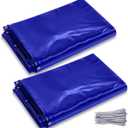 2 Pcs Welding Curtain Safety Blue Transparent Welding Screen with Fixed Belt for the Stand of 6 x 8ft Fireproof Resistant Insulation for Welding Arc Light UV and Blue Light Protection