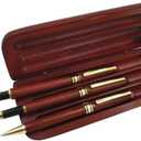 3 Pcs Wooden Pens Set with Gift Case/Best Writing Fountain Fancy Ballpoint Pen and Luxury Gel Pen with Ink Refills, Promotional Business Designer Pens