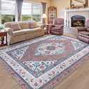 Chicrug Red 4x6 Area Rugs for Living Room, Machine Washable Low-Pile Carpet Rug for Bedroom, Vintage Floral Print Indoor Floor Rug for Dining Room Office Bedside Decor