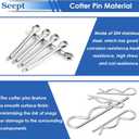 132Pcs Clevis Pin Assortment Kit - 304 Stainless Steel Cotter Pins & Carbon Steel Clevis Pins for Trailer Latch - Single Hole Clevis Pins for Versatile Use