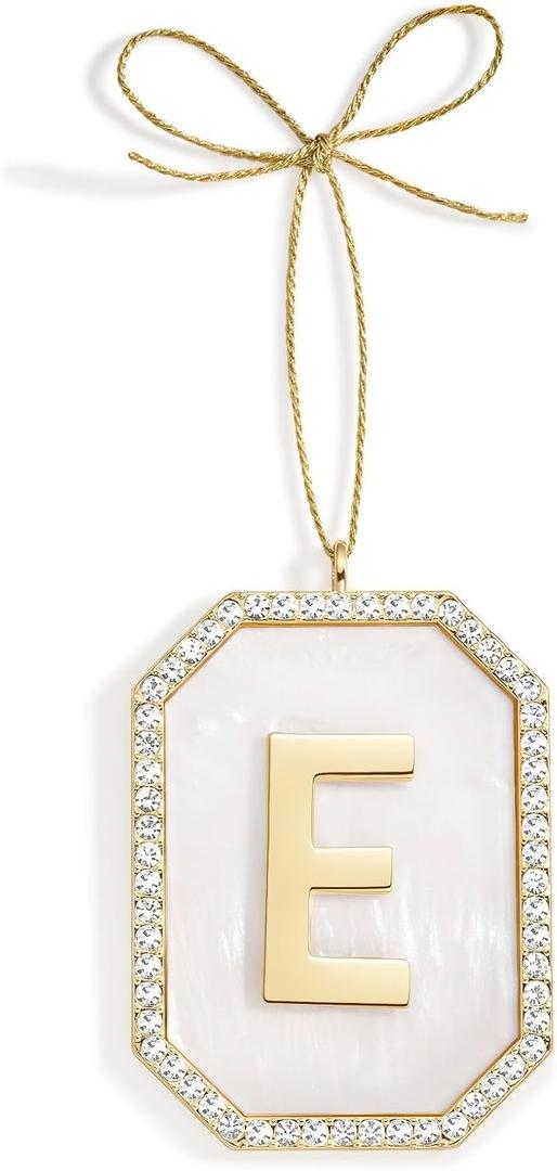 2 x Christmas Ornaments, Letter E Ornaments for Christmas Tree,Hanging Xmas Ornament for Mother Best Friends Sister Wife (Let It Glow Initial)